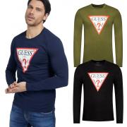 GUESS T-SHIRT UOMO MAGLIA COTONE MANICHE LUNGHE SPORT STRETCH LOGO M2YI31I3Z11