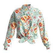 GUESS CAMICIA DONNA CON FIOCCO T-SHIRT BLOUSE NODO SATIN FANTASIA W3GH93WD8G2