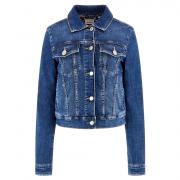 GUESS GIUBBINO DONNA JEANS CORTO GIACCA STRETCH BOTTONI ORO DENIM W4RN01D5921