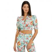 GUESS CAMICIA DONNA CON FIOCCO T-SHIRT BLOUSE NODO COTONE FANTASIA W4GH42WG4G0