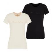 ARMANI EXCHANGE T-SHIRT SLIM FIT LOGO GLITTER STRECH MAGLIA DONNA 3DYT27YJDTZ