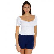 GUESS BLUSA TOP SATIN DI COTONE T-SHIRT MAGLIA GIRL DONNA BOTTONI W4GH55WAF10