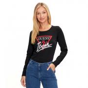 GUESS T-SHIRT MAGLIA MAGLIETTA DONNA LOGO FRONTALE STRASS ARGENTO W4YI33I3Z14