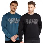 GUESS FELPA UOMO LOGO FRONTALE COTONE INVERNALE MAGLIA SPORT M4YQ08K9Z21