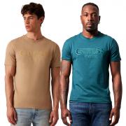 GUESS T-SHIRT UOMO MAGLIA COTONE JERSEY STRETCH LOGO FLOCCATO M5RI12J1314