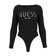 GUESS BODY DONNA LOGO FRONTALE STRASS MAGLIA TOP SOTTOGIACCA T-SHIRT W5YP05K68D2