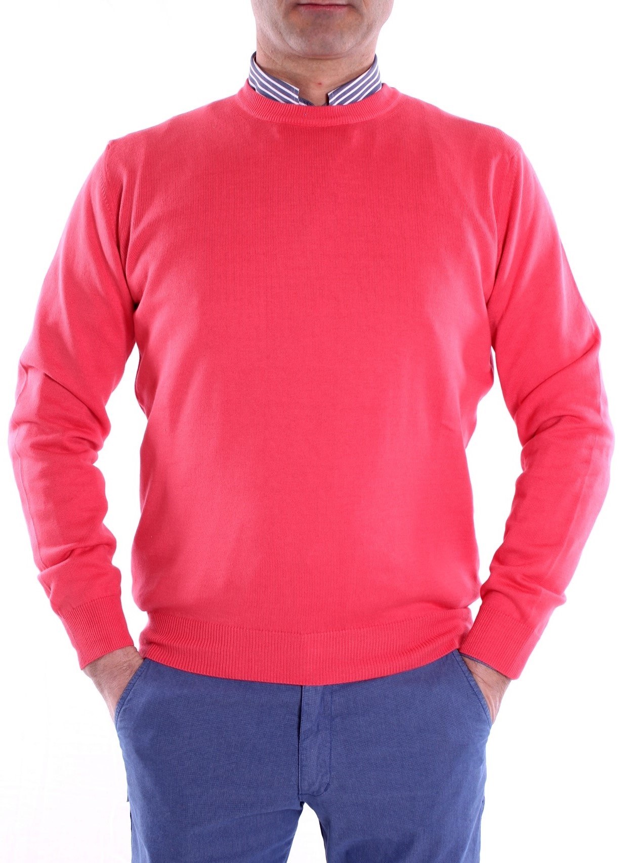 MAGLIA PULLOVER UOMO COTONE GIROCOLLO SPORT PARICOLLO 12 COLORI ART. H5168