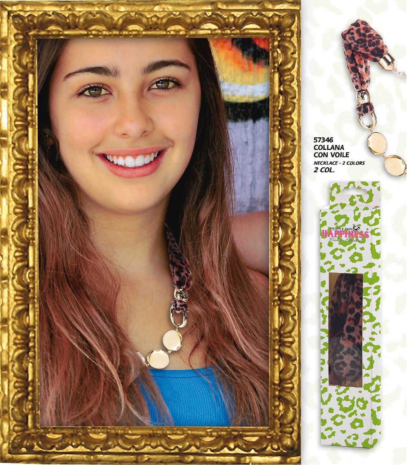 HAPPINESS - COLLANA SCIARPA VOILE CON BIJOUUX FOULARD STOLA DONNA art. 57346