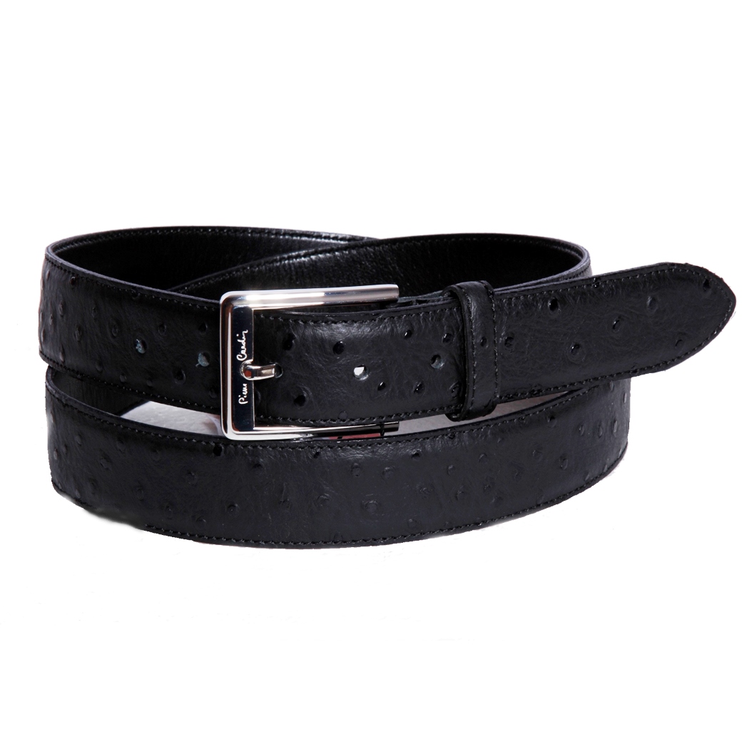 PIERRE CARDIN - CINTURA BELT UOMO PELLE CON FIBBIA ARGENTO POIS LUCIDI art. 5500