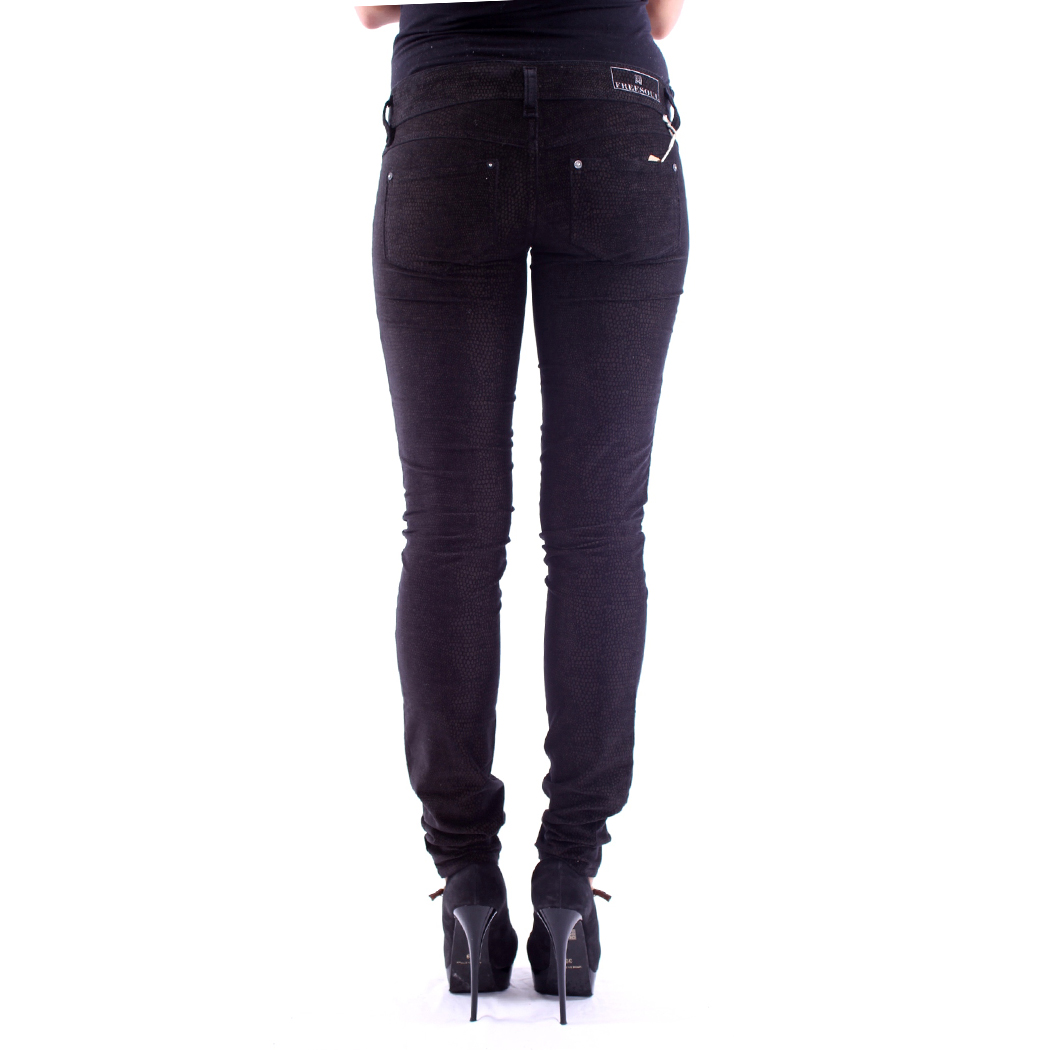 FREESOUL - PANTALONI DONNA STRECH SLIM FASHION 5 TASCHE VELLUTO NERO art. P71716