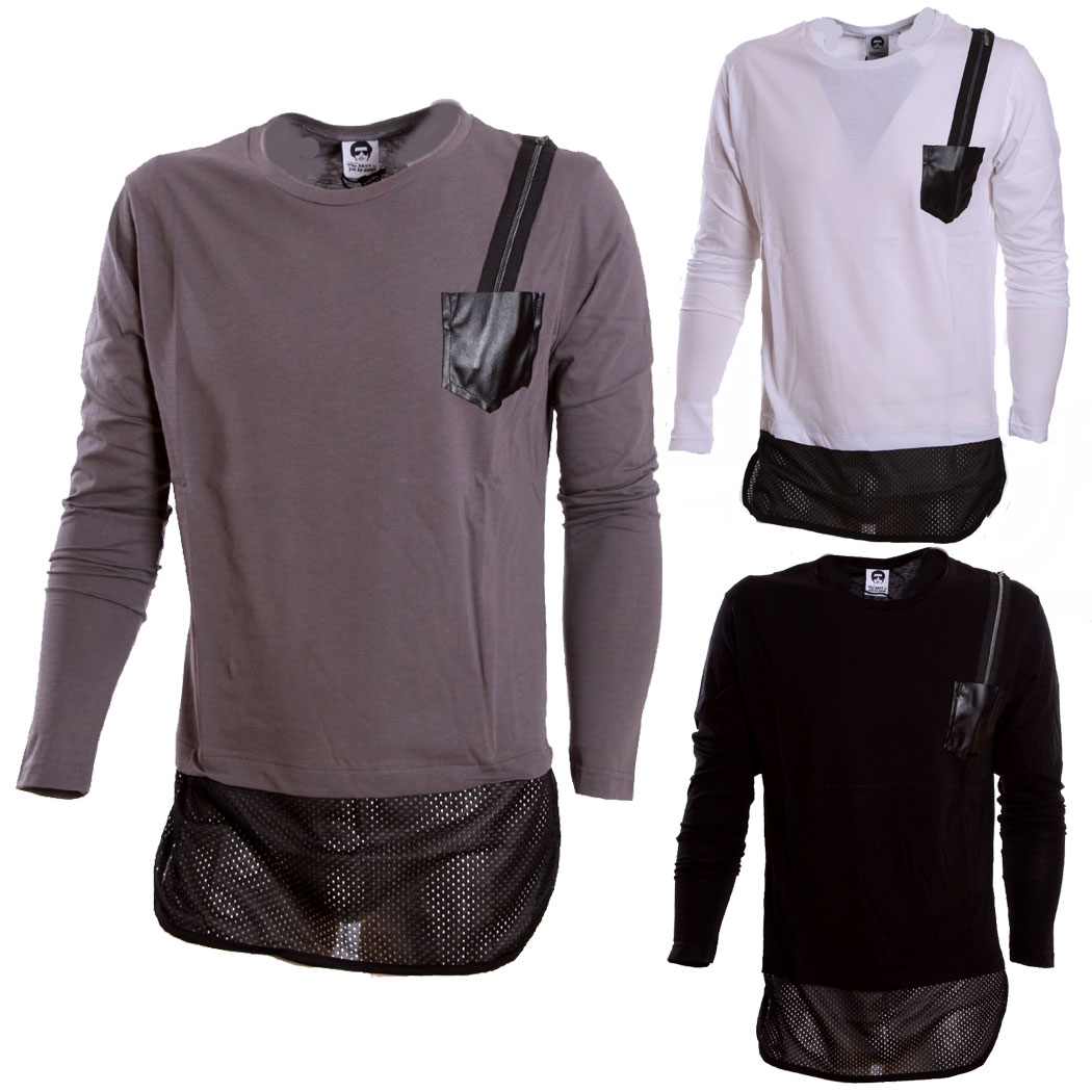 J.RIVETTO - MAGLIA T-SHIRT LUNGA UOMO COTONE GIROCOLLO HIP HOP STREETWEAR JR2044