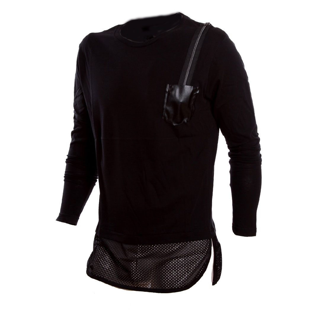 J.RIVETTO - MAGLIA T-SHIRT LUNGA UOMO COTONE GIROCOLLO HIP HOP STREETWEAR JR2044