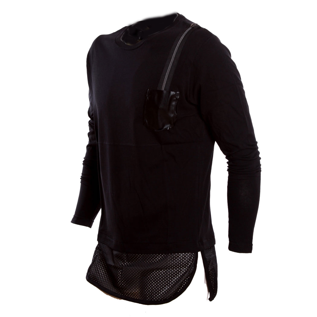 J.RIVETTO - MAGLIA T-SHIRT LUNGA UOMO COTONE GIROCOLLO HIP HOP STREETWEAR JR2044