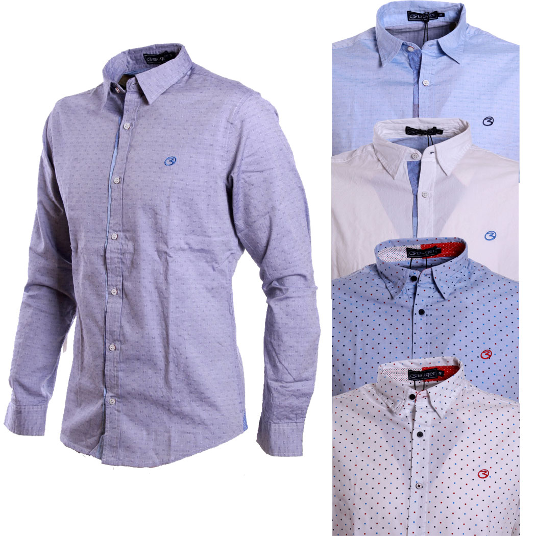 BUGER CAMICIA UOMO COTONE SLIM FIT MODERATO MODA SHIRT SOFT FANTASIA art. SLIM