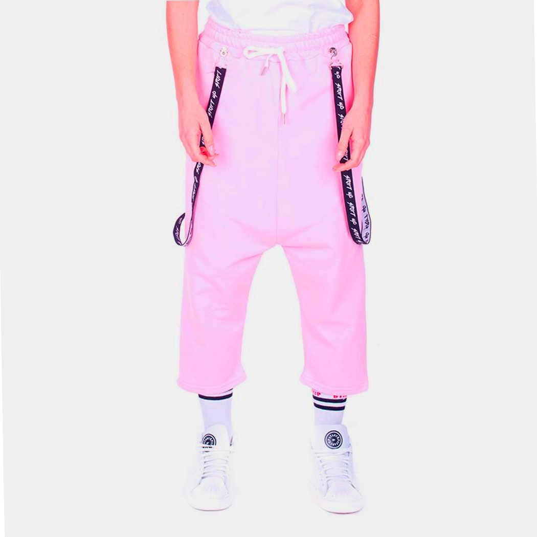 START UP - PANTALONI CAPRI DONNA IN FELPA CON BRETELLE BERMUDA SHORTS RAP PU620