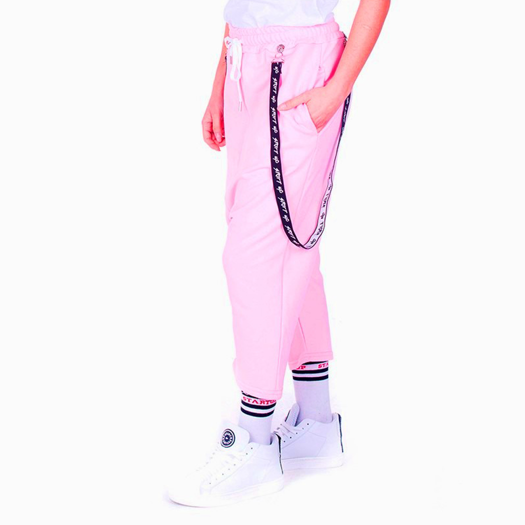 START UP - PANTALONI CAPRI DONNA IN FELPA CON BRETELLE BERMUDA SHORTS RAP PU620