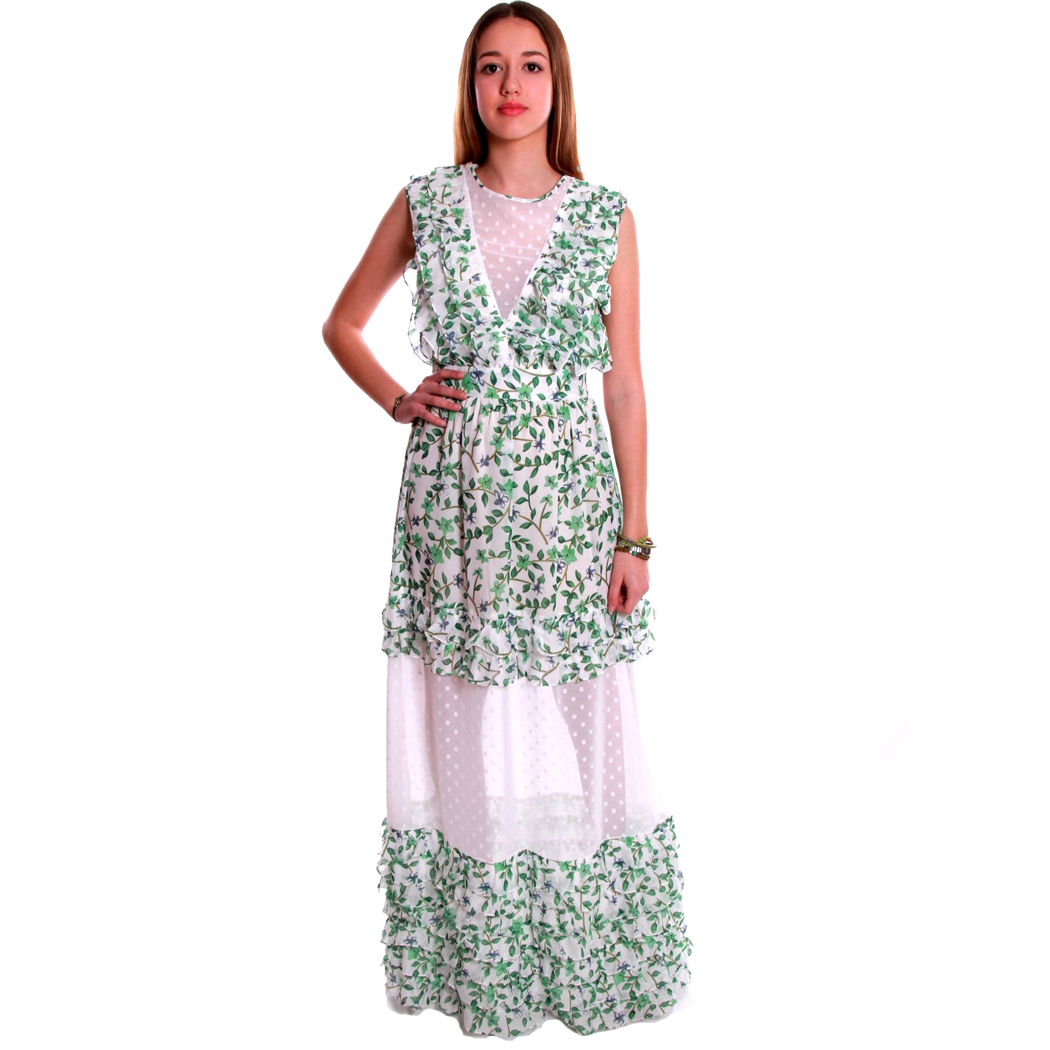 FACE TO FACE ABITO LUNGO IN GEORGETTE FANTASIA ELEGANTE DRESS EVENTO ISABEL A212