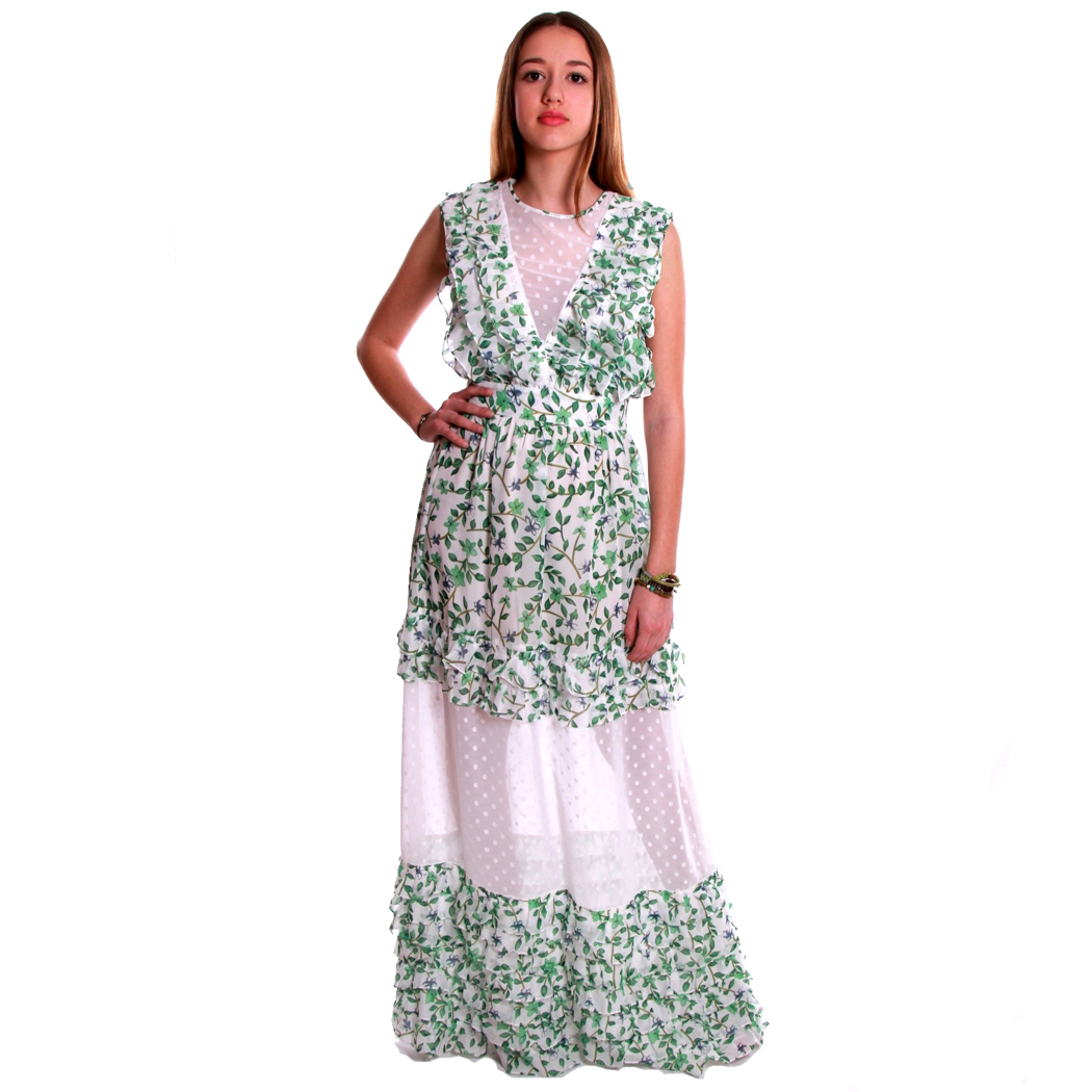 FACE TO FACE ABITO LUNGO IN GEORGETTE FANTASIA ELEGANTE DRESS EVENTO ISABEL A212