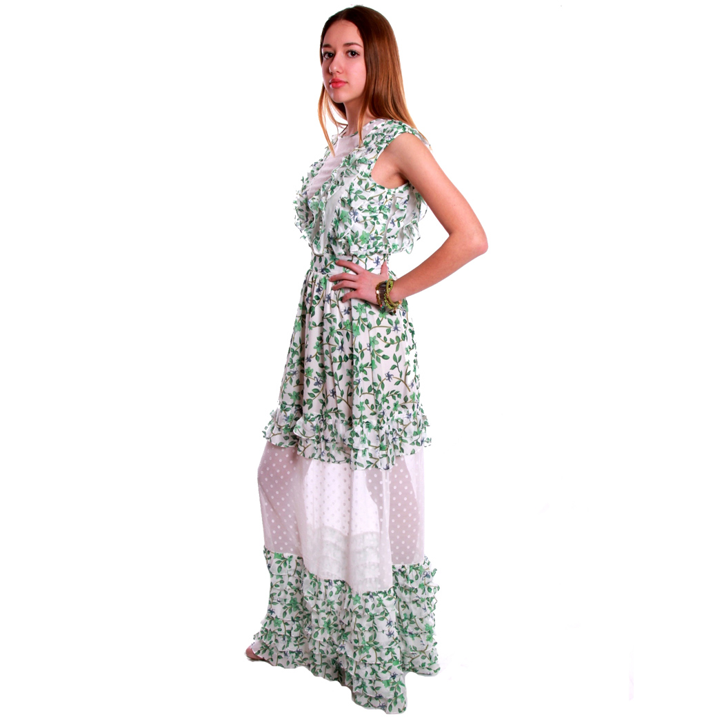 FACE TO FACE ABITO LUNGO IN GEORGETTE FANTASIA ELEGANTE DRESS EVENTO ISABEL A212