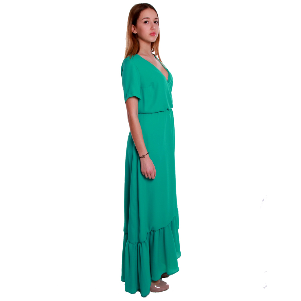 FACE TO FACE ABITO VESTITO DONNA LUNGO IN CREPE ELEGANTE DRESS MALIBU A211