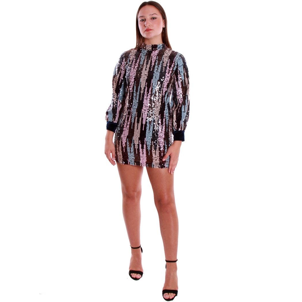 QUEGUAPA ABITO DONNA RAGAZZA DRESS GIRL VESTITO TUBINO PAILLETTES SEXY 7395