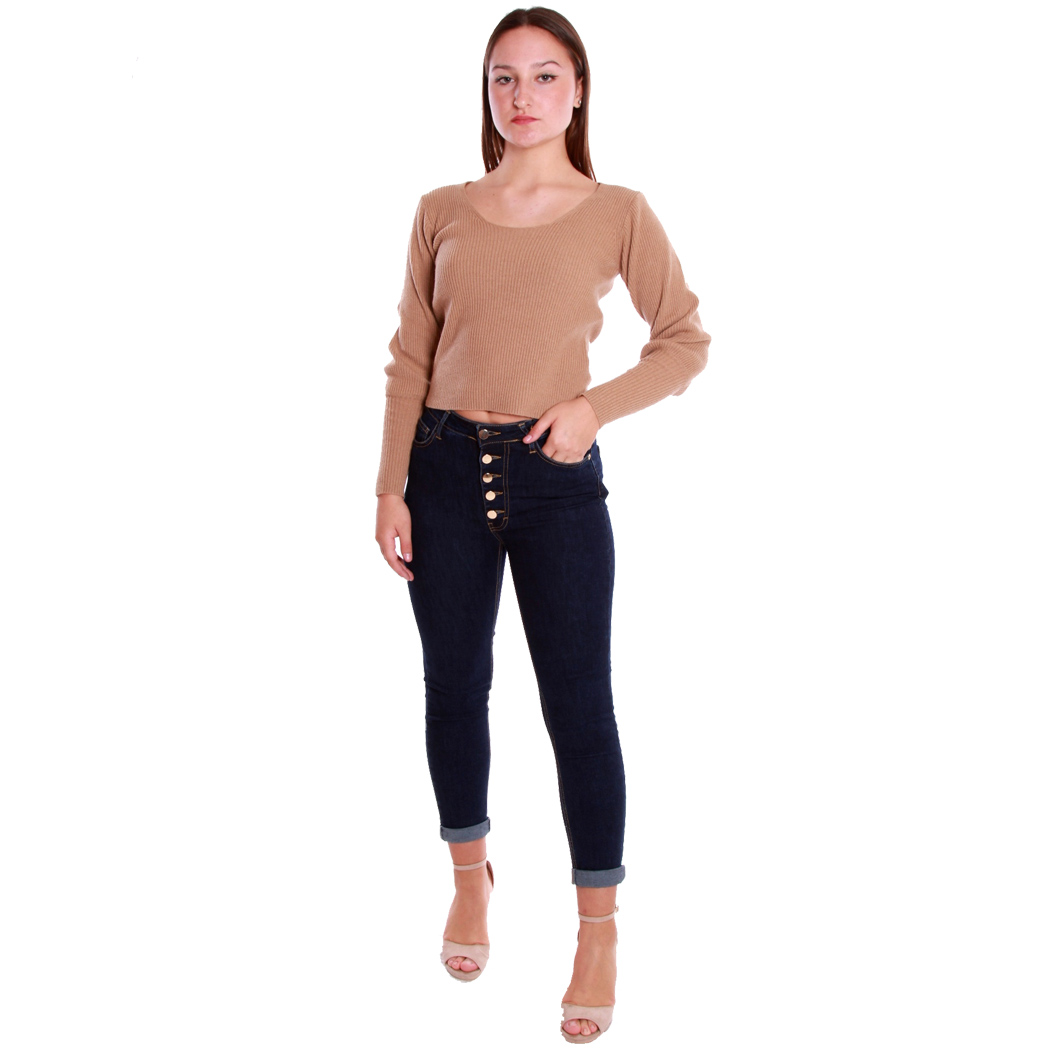 QUEGUAPA MAGLIA MAGLIONE SLIM STRECH COSTINE LANA DONNA RAGAZZA GIRL GEMMA 7351