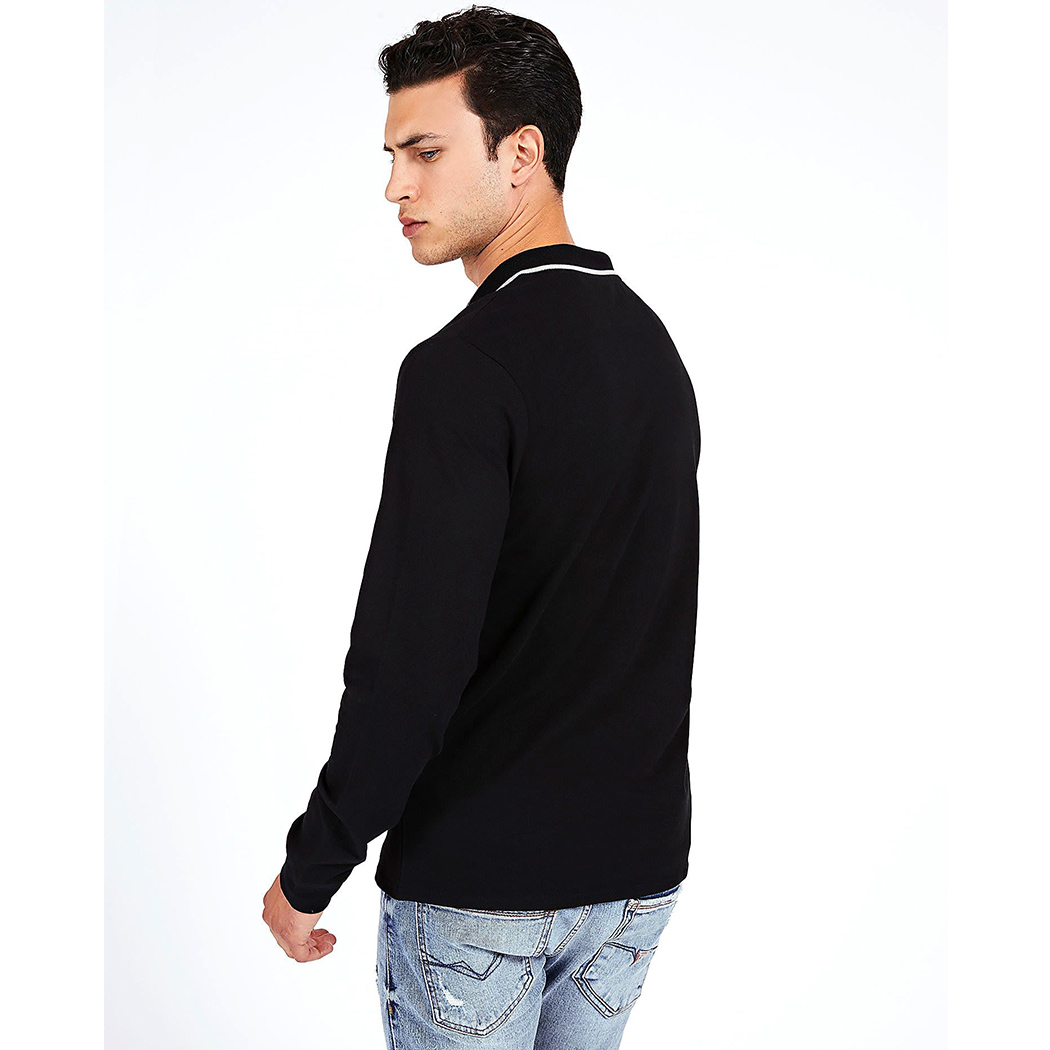 GUESS POLO UOMO PIQUET MANICA LUNGA MAGLIA T-SHIRT STRETCH PIQUE\' M0YP58K7O60