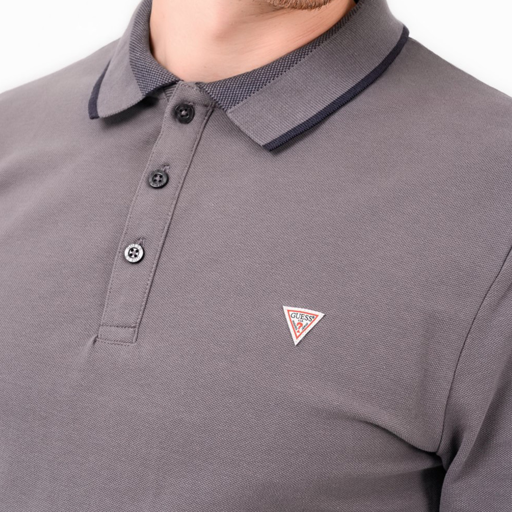 GUESS POLO UOMO PIQUET MANICA LUNGA MAGLIA T-SHIRT STRETCH PIQUE\' M0YP58K7O60