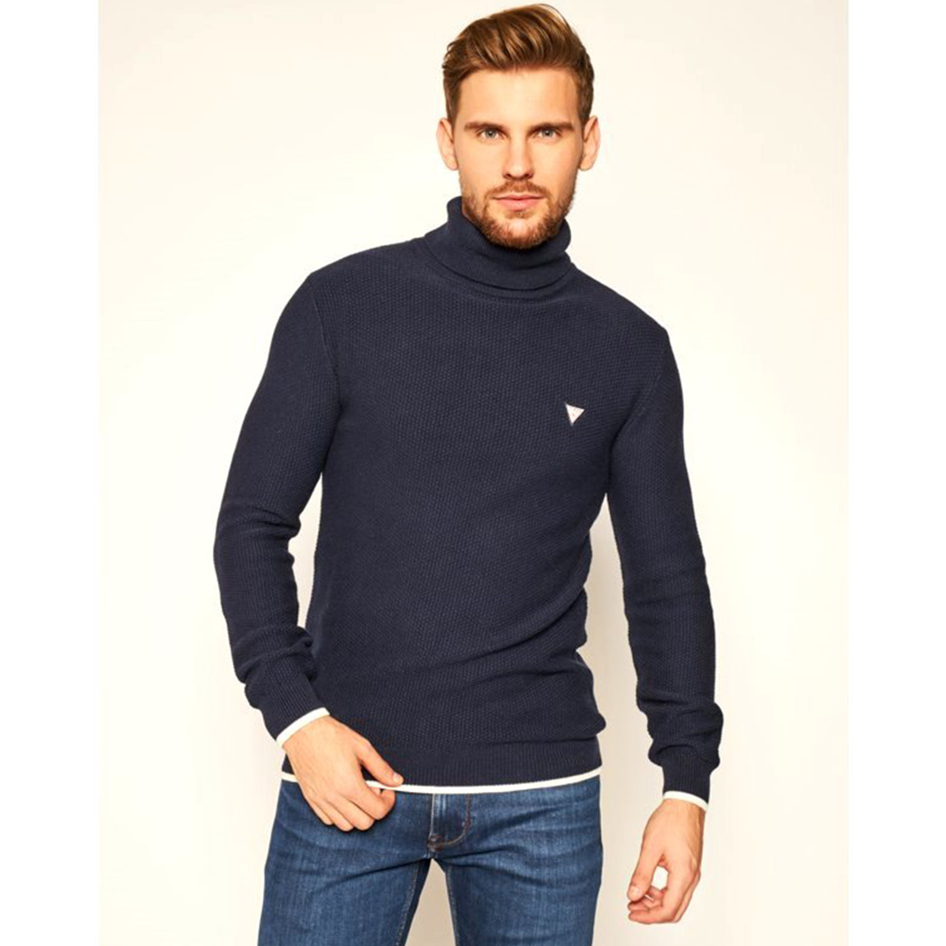 Guess LONDON EMBOSSED STRIPED CN Marine / Bianco - Consegna gratuita |  Spartoo.it ! - Abbigliamento Maglioni Uomo 67,20 €