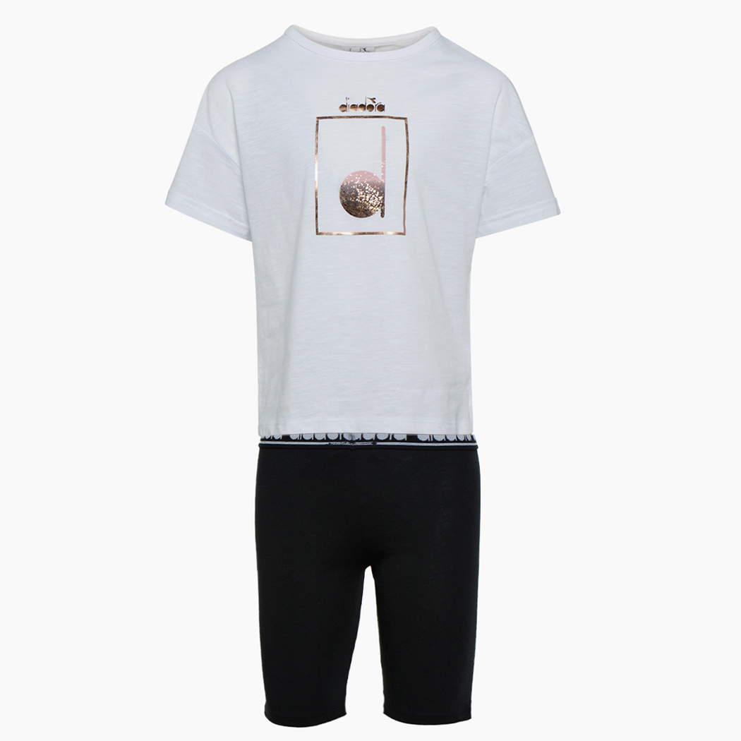 DIADORA JG. SET SS LOGO MANIA COMPLETINO BAMBINA T-SHIRT LEGGINGS 102.177139
