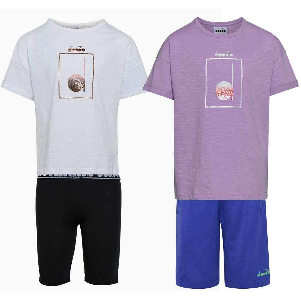 DIADORA JG. SET SS LOGO MANIA COMPLETINO BAMBINA T-SHIRT LEGGINGS 102.177139