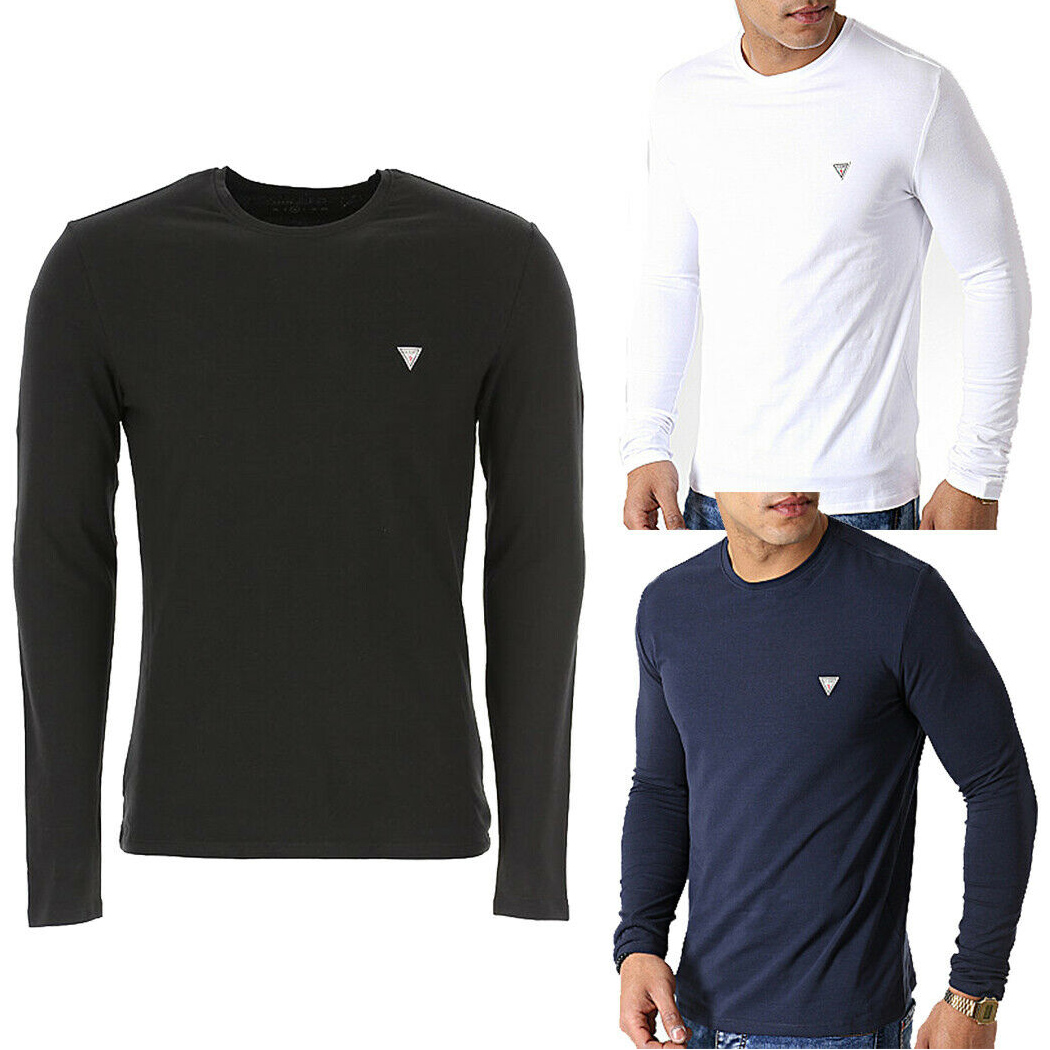 GUESS T-SHIRT UOMO MAGLIA COTONE MANICA LUNGA SPORT STRETCH BASIC M2YI28J1311