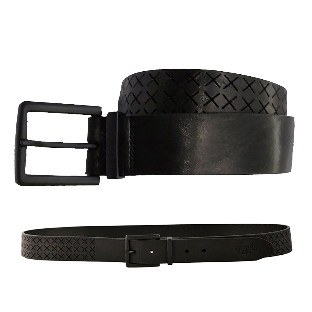 GUESS CINTURA UOMO LOGO VERA PELLE FIBBIA BELT BOY CINTA ACCESSORIO M1BZ71L0PO0