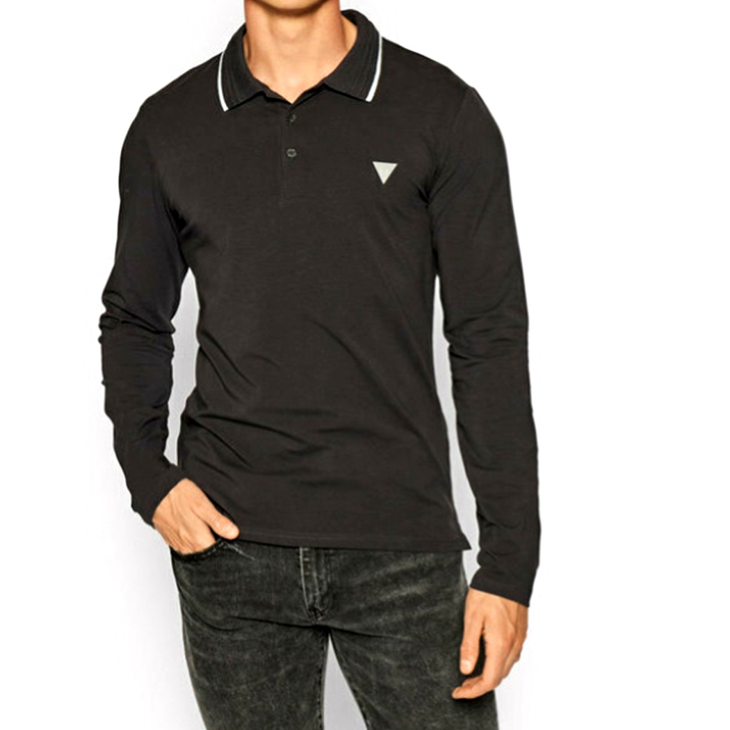 M1YP36J1311 - polo, t-shirt, mare, barca, tennis, calcio, sport, cotone,  piquet, uomo, donna, - eliosjeans - GUESS POLO UOMO MANICA LUNGA T-SHIRT  JERSEY COTONE STRETCH MAGLIA M1YP36J1311