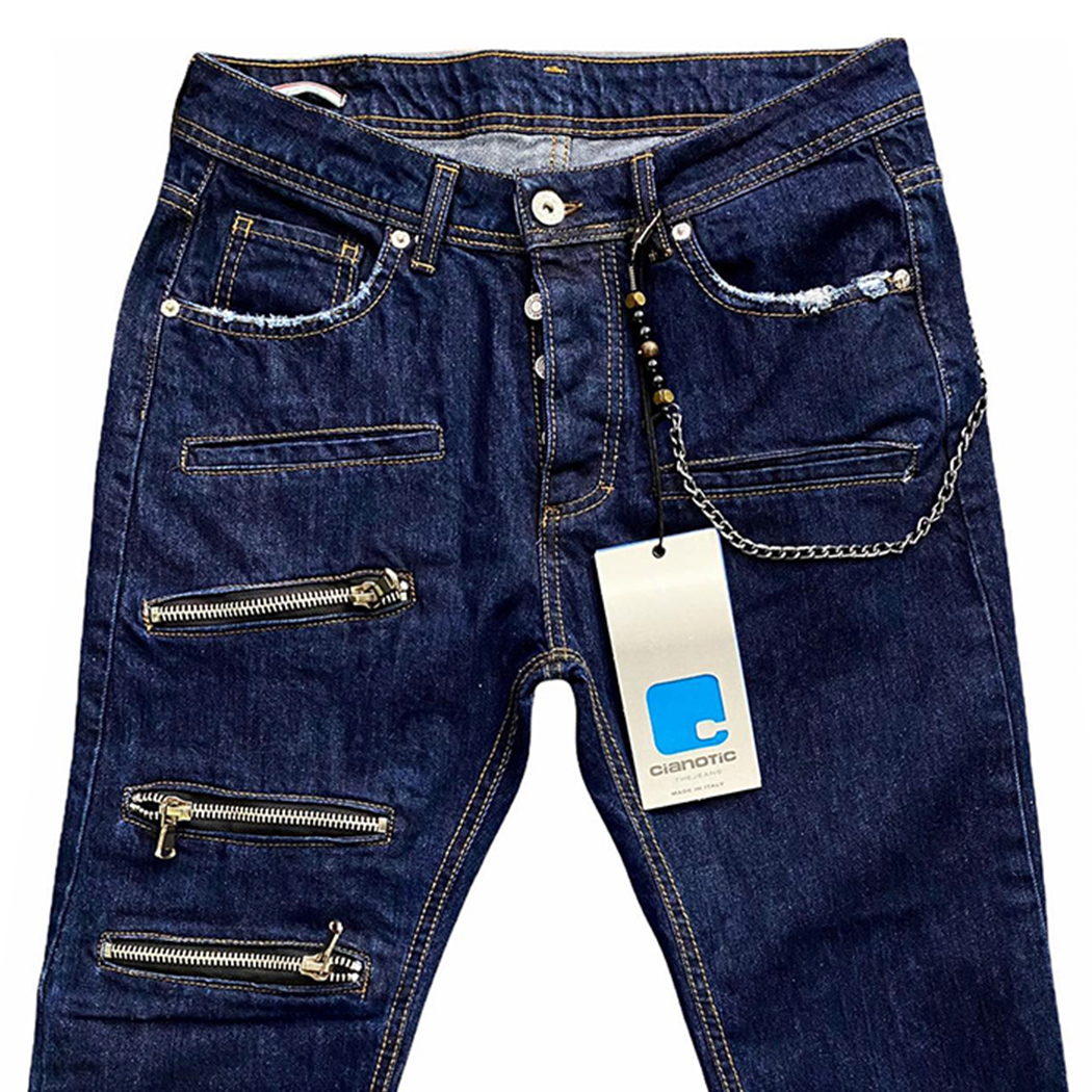 CIANOTIC JEANS PANTALONI UOMO CON CERNIERE E TASCHE FRONTALI TEEN MASON01 20165