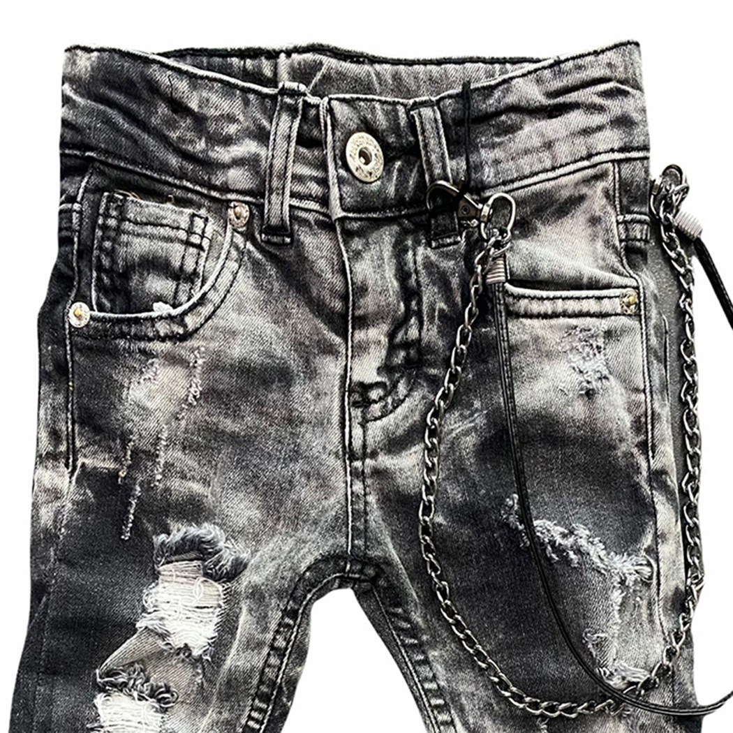 CIANOTIC JEANS PANTALONI BAMBINO RAGAZZO 2-16 ANNI STRAPPI GALAXY BLACK 20017