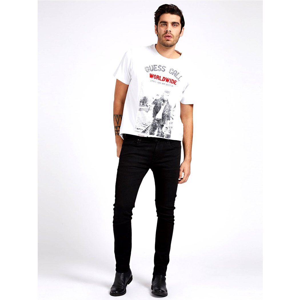 GUESS JEANS CHRIS PANTALONI DENIM SLIM UOMO COTONE STRETCH NERO M1YA27D4F53