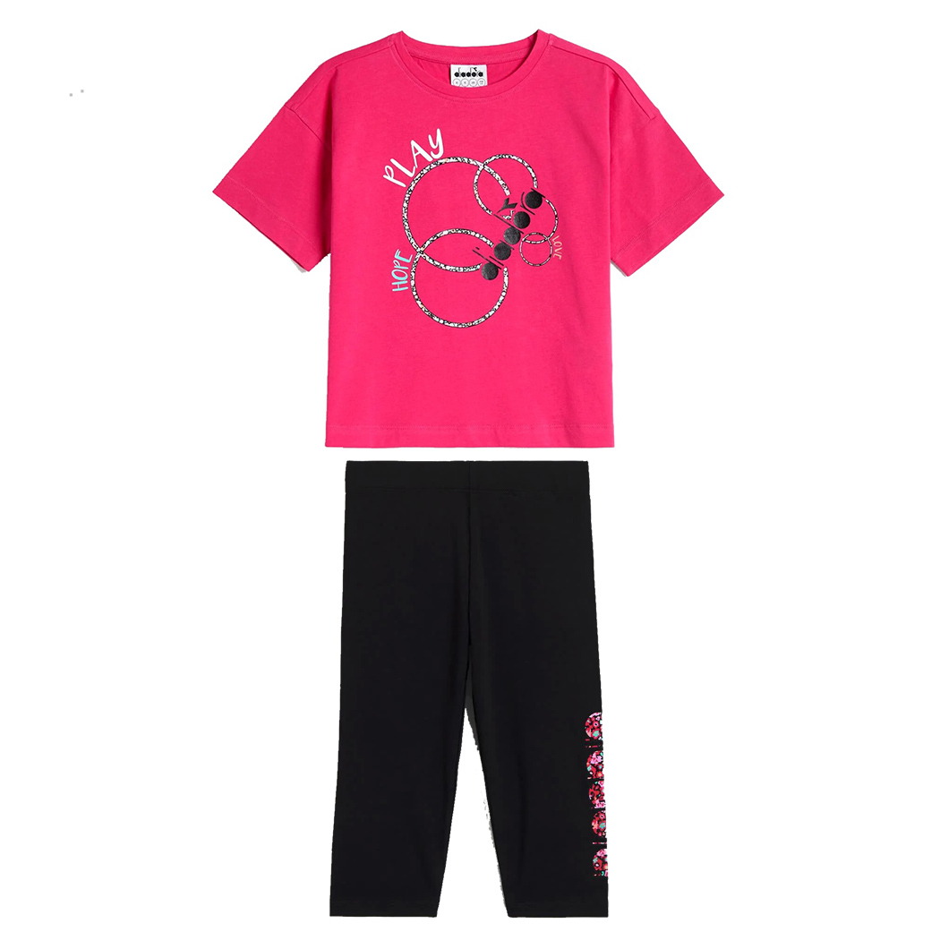 DIADORA JG. SET HOOPS LOGO COMPLETINO SET BAMBINA T-SHIRT LEGGINGS 102.178262