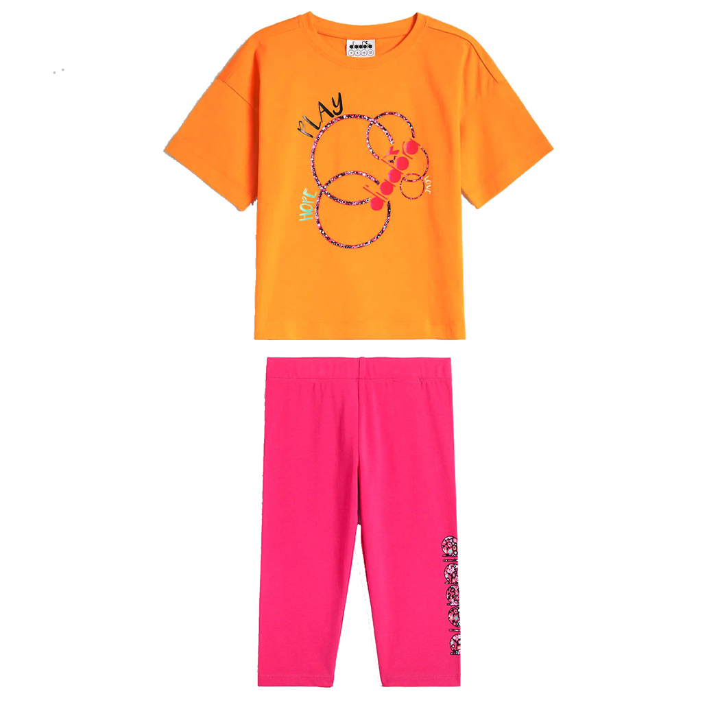 DIADORA JG. SET HOOPS LOGO COMPLETINO SET BAMBINA T-SHIRT LEGGINGS 102.178262
