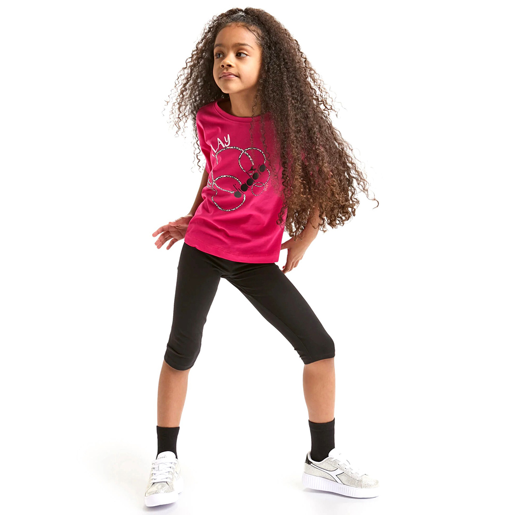 DIADORA JG. SET HOOPS LOGO COMPLETINO SET BAMBINA T-SHIRT LEGGINGS 102.178262