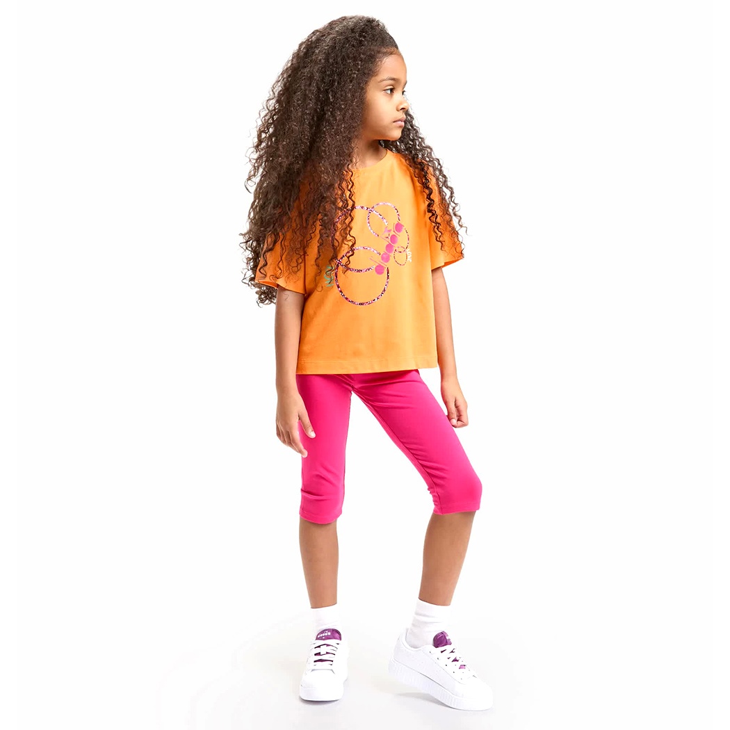 DIADORA JG. SET HOOPS LOGO COMPLETINO SET BAMBINA T-SHIRT LEGGINGS 102.178262