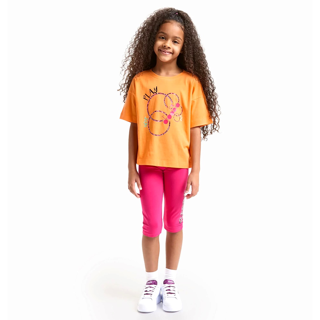 DIADORA JG. SET HOOPS LOGO COMPLETINO SET BAMBINA T-SHIRT LEGGINGS 102.178262