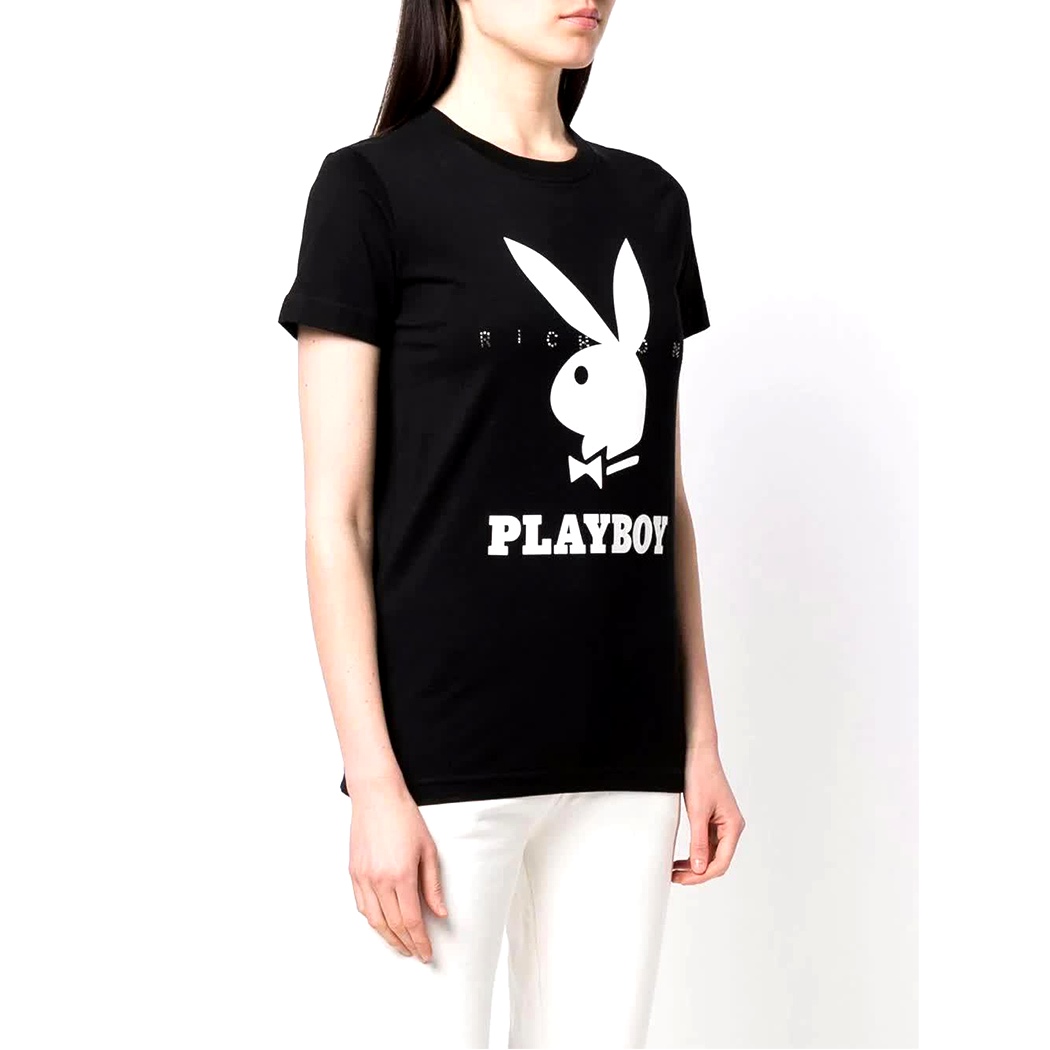 HWP22042TS - maglia, maglietta, t-shirt, shirt, twin-set, coconuda, datch,  maniche corte, man - eliosjeans - JOHN RICHMOND T-SHIRT PLAYBOY LOTUKO LOGO MAGLIA  DONNA GIRL COTONE HWP22042TS