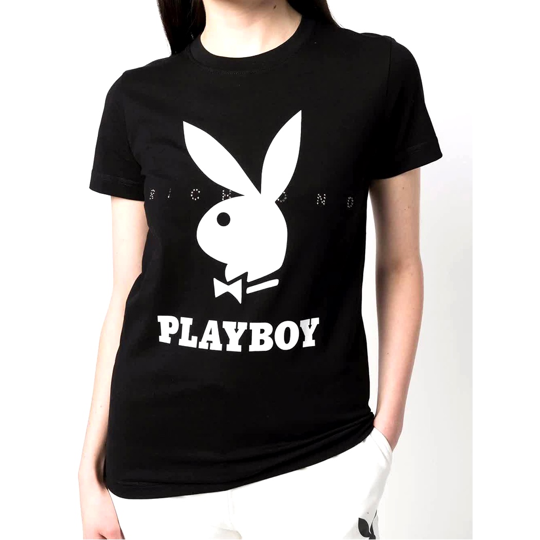 HWP22042TS - maglia, maglietta, t-shirt, shirt, twin-set, coconuda, datch,  maniche corte, man - eliosjeans - JOHN RICHMOND T-SHIRT PLAYBOY LOTUKO LOGO  MAGLIA DONNA GIRL COTONE HWP22042TS