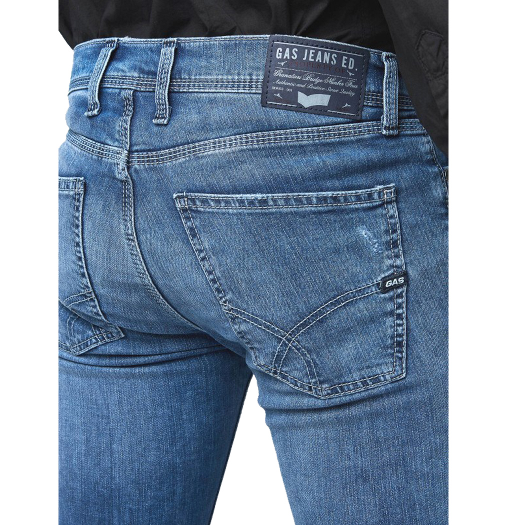WK22 - JEANS - eliosjeans - GAS JEANS UOMO MAN PANTALONI BLUE DENIM MODA  COTONE STRETCH ANDERS K WK22