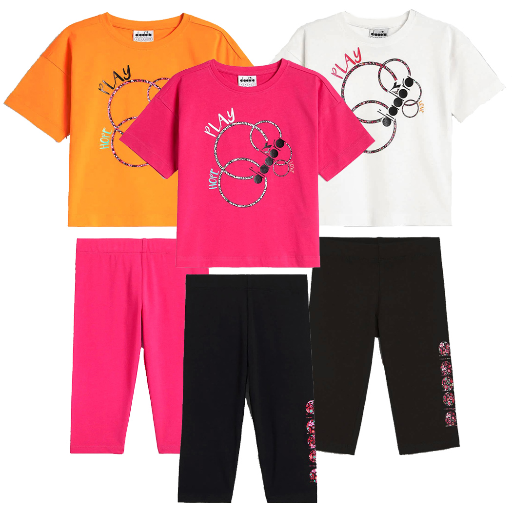 DIADORA JG. SET HOOPS LOGO COMPLETINO SET BAMBINA T-SHIRT LEGGINGS 102.178262