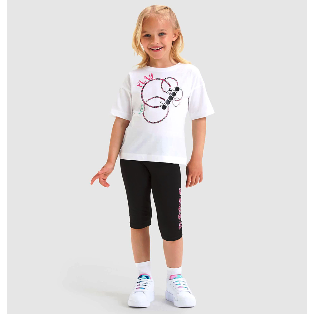 DIADORA JG. SET HOOPS LOGO COMPLETINO SET BAMBINA T-SHIRT LEGGINGS 102.178262