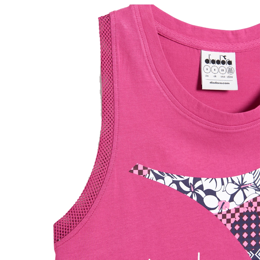 DIADORA L.TANK FLOSS CANOTTA SMANICATO DONNA COTONE T-SHIRT COMODA 102.178187