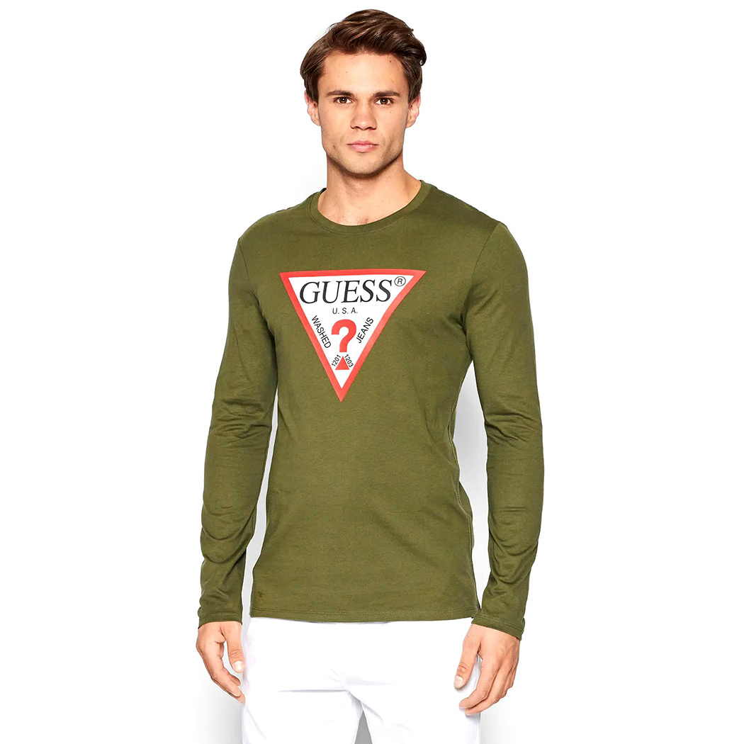 GUESS T-SHIRT UOMO MAGLIA COTONE MANICHE LUNGHE SPORT STRETCH LOGO M2YI31I3Z11