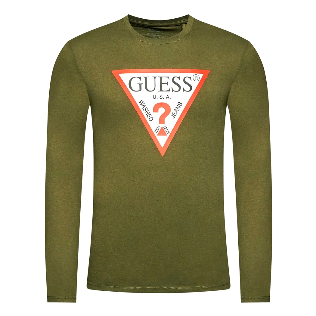 GUESS T-SHIRT UOMO MAGLIA COTONE MANICHE LUNGHE SPORT STRETCH LOGO M2YI31I3Z11
